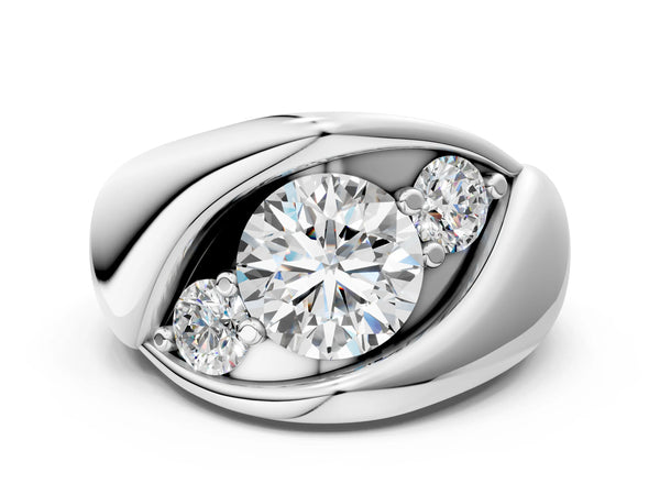 White gold Channel Set Round Diamond Crossover Band