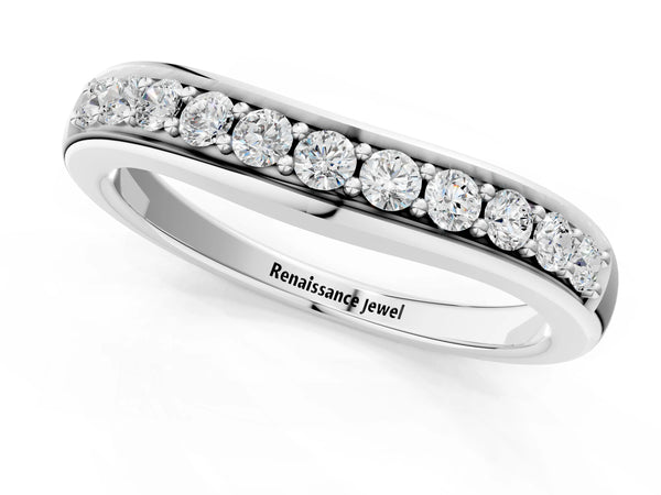 Platinum Channel Set Round Diamond Curved Band