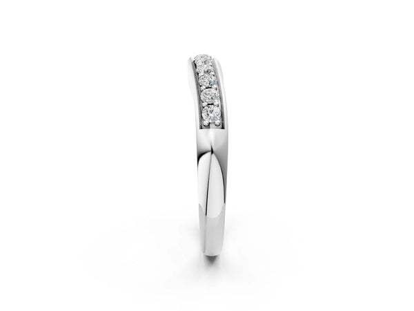 Platinum Channel Set Round Diamond Curved Band