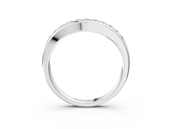 Platinum Channel Set Round Diamond Curved Band