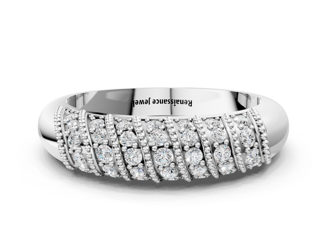 White gold Channel Set Round Diamond Dome Band_29