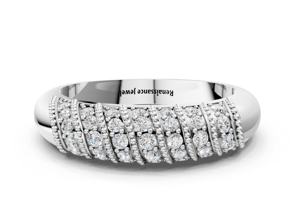 Platinum Channel Set Round Diamond Dome Band