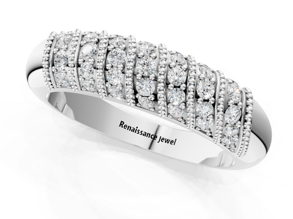 Platinum Channel Set Round Diamond Dome Band