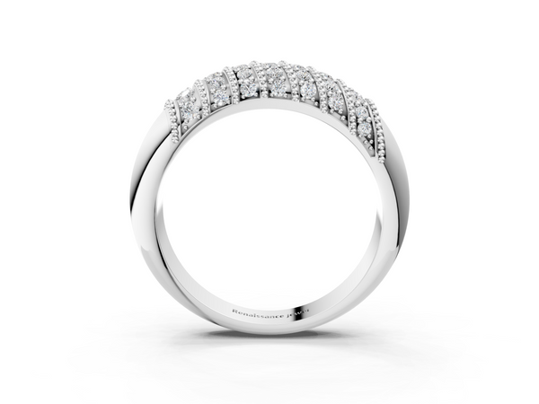 Platinum Channel Set Round Diamond Dome Band