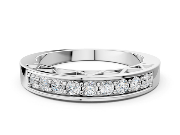 Platinum Channel-Set Round Diamond Eternity Band with Shared Prong Setting
