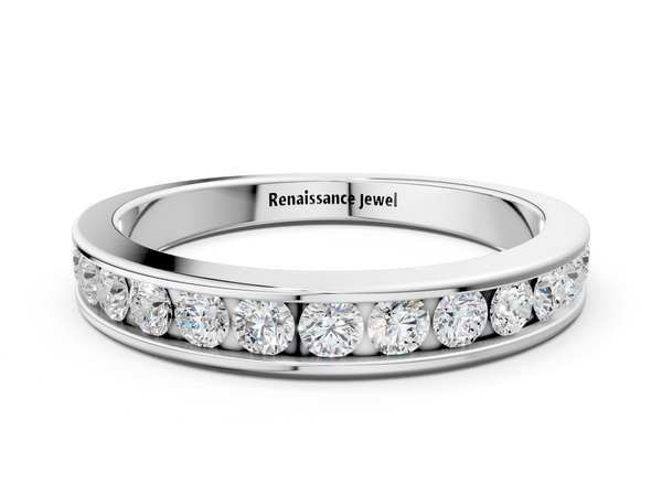 White gold Channel Set Round Diamond Eternity Band