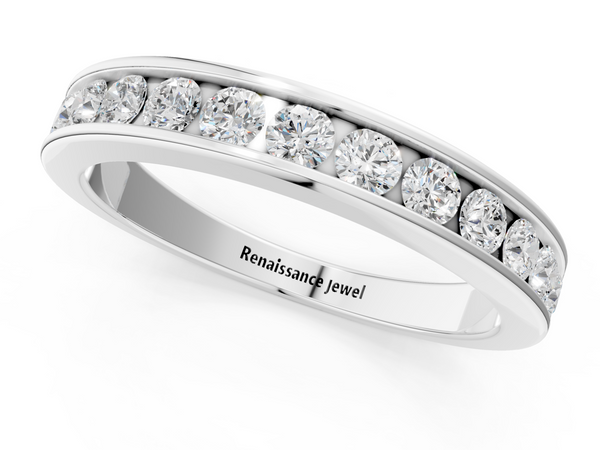 White gold Channel Set Round Diamond Eternity Band
