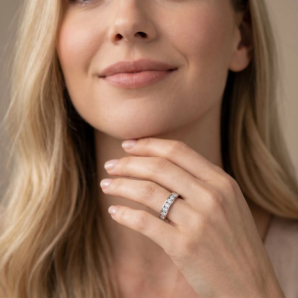 White gold Channel Set Round Diamond Eternity Band