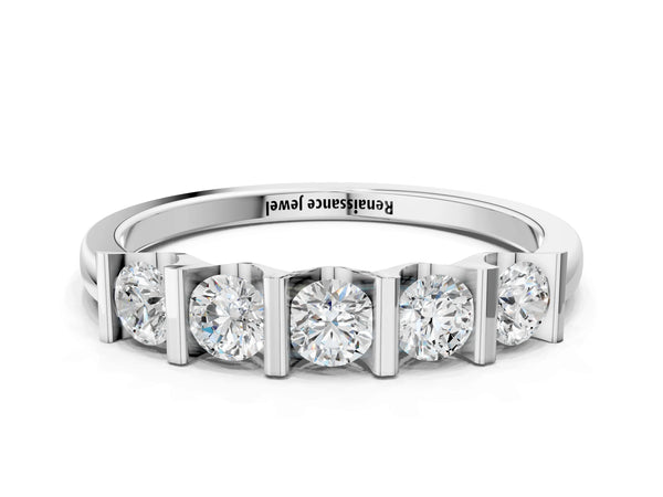 White gold Channel-Set Round Diamond Five-Stone Band