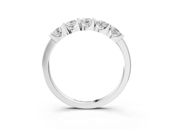 Platinum Channel-Set Round Diamond Five-Stone Band