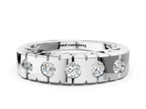White gold Channel Set Round Diamond Flat Band with Prong Setting_12