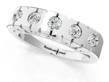 White gold Channel Set Round Diamond Flat Band with Prong Setting_13