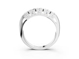 White gold Channel Set Round Diamond Flat Band with Prong Setting_15