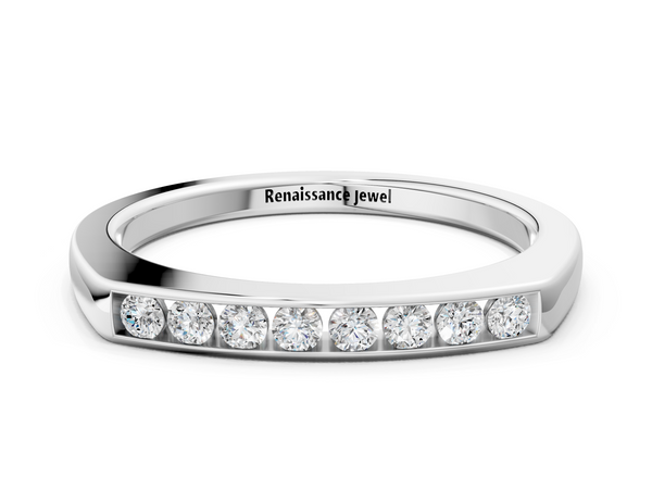 Platinum Channel Set Round Diamond Flat Band