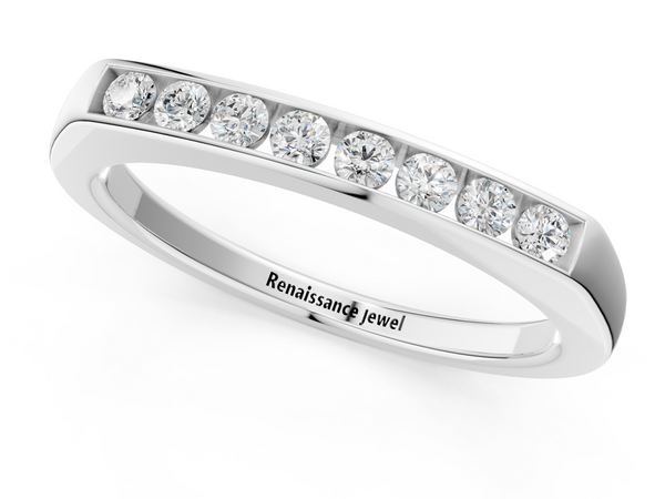 White gold Channel Set Round Diamond Flat Band