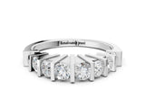 White gold Channel Set Round Diamond Half Eternity Band with Bar Prong Setting_12
