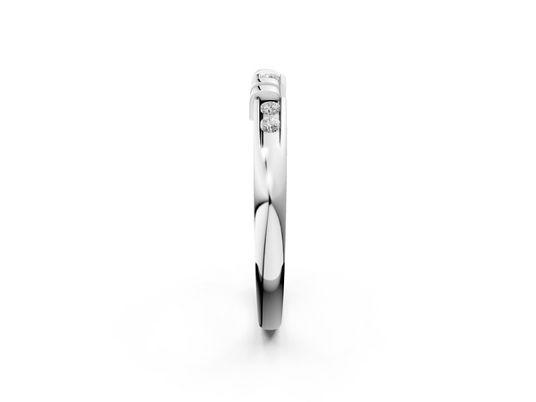 Platinum Channel Set Round Diamond Half-Eternity Band with Bar Prong Setting