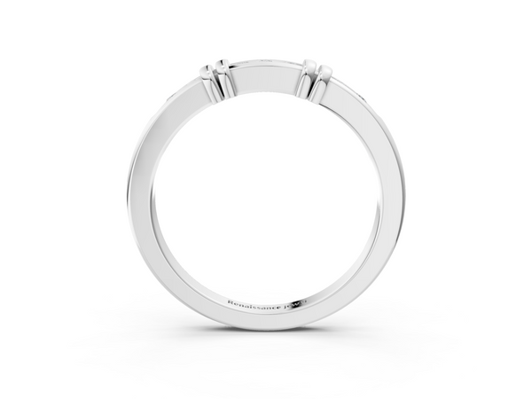 Platinum Channel Set Round Diamond Half-Eternity Band with Bar Prong Setting