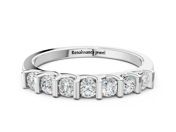 White gold Channel-Set Round Diamond Half-Eternity Band