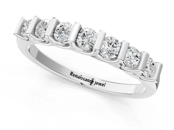 Platinum Channel-Set Round Diamond Half-Eternity Band