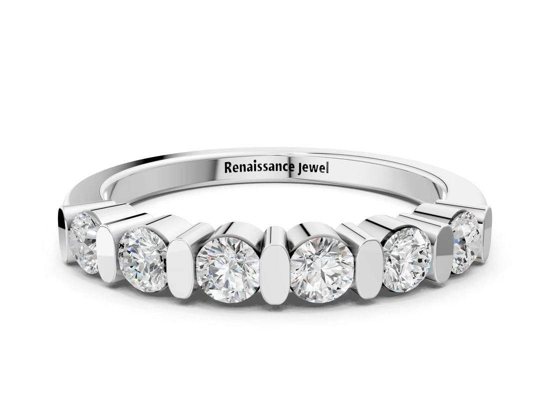 White gold Channel Set Round Diamond Half Eternity Band_2