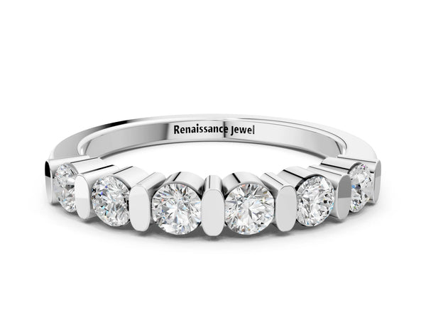 Platinum Channel Set Round Diamond Half Eternity Band