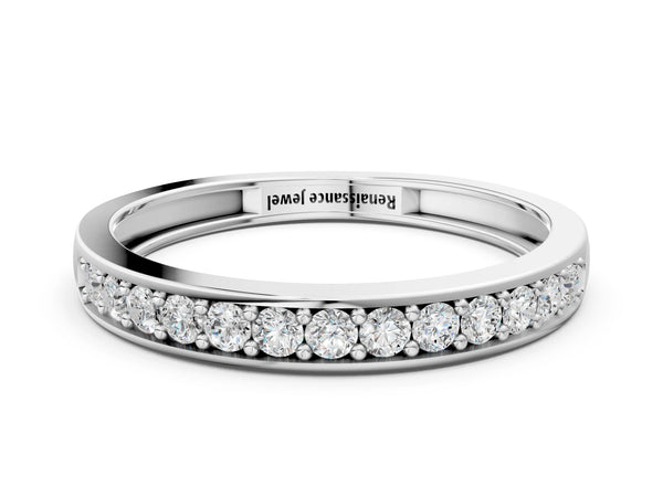 White gold Channel-Set Round Diamond Half Eternity Band