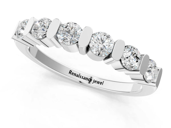 White gold Channel Set Round Diamond Half Eternity Band