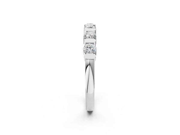 Platinum Channel Set Round Diamond Half Eternity Band
