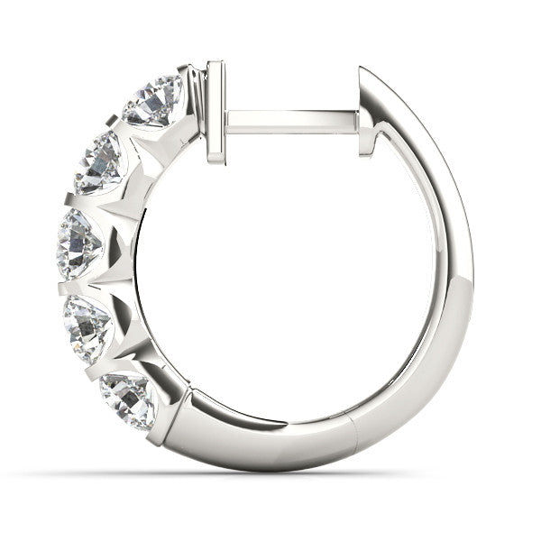White gold Channel-Set Round Diamond Hoop Earrings 2
