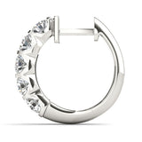 White gold Channel-Set Round Diamond Hoop Earrings 2
