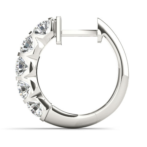 White gold Channel-Set Round Diamond Hoop Earrings 2