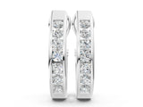 White gold Channel-Set Round Diamond Hoop Earrings in White Gold_19
