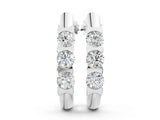 White gold Channel Set Round Diamond Hoop Earrings with Claw Prong Setting_26