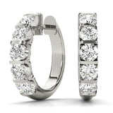 White gold Channel-Set Round Diamond Hoop Earrings