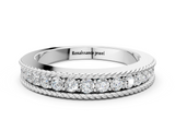 White gold Channel Set Round Diamond Milgrain Edge Band_12