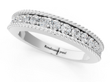 White gold Channel Set Round Diamond Milgrain Edge Band_13