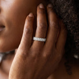 White gold Channel Set Round Diamond Milgrain Edge Band_31