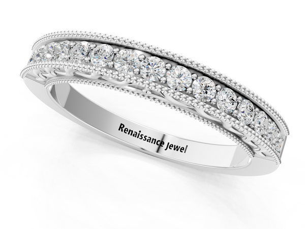 Platinum Channel Set Round Diamond Milgrain Edge Eternity Band