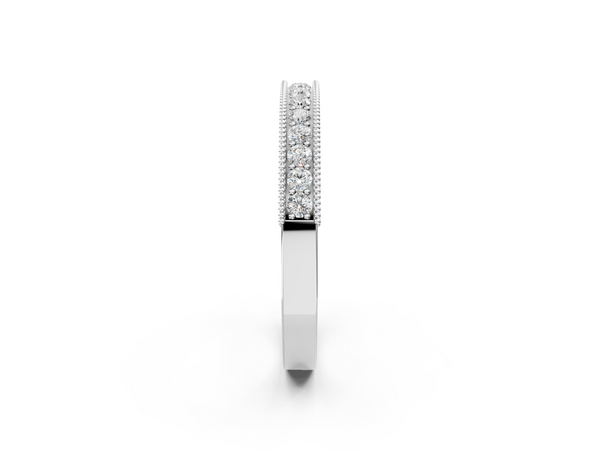 Platinum Channel Set Round Diamond Milgrain Edge Eternity Band