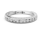 White gold Channel Set Round Diamond Milgrain Edge Wedding Band_12