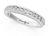 White gold Channel Set Round Diamond Milgrain Edge Wedding Band_13