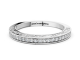 White gold Channel Set Round Diamond Milgrain Engraved Band_12