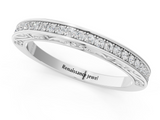 White gold Channel Set Round Diamond Milgrain Engraved Band_13