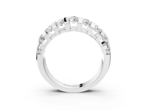 White gold Channel-Set Round Diamond Multi-Row Band