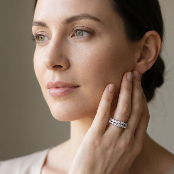 Platinum Channel Set Round Diamond Multi-Row Band