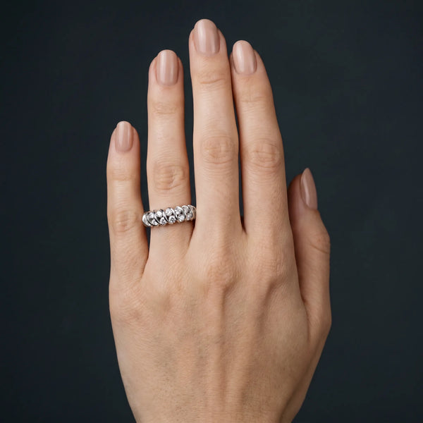 Silver Channel Set Round Diamond Multi-Row Band