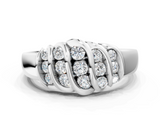 White gold Channel Set Round Diamond Multi-Row White Gold Band_12