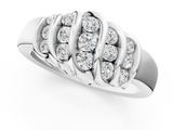White gold Channel Set Round Diamond Multi-Row White Gold Band_13