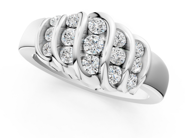 White gold Round Diamond Multi-Row Crossover Band